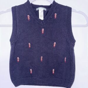 Boys Navy Blue Nutcracker Embroidered Knit Vest Size 3T Janie and Jack Christmas